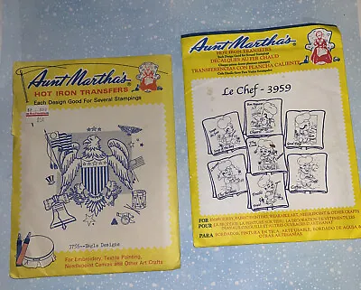 Vtg Aunt Martha's Hot Iron Transfers Embroidery Transfer Patterns Set Of Two • $2.97