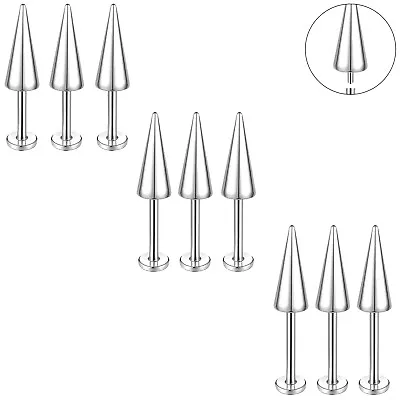 9 Pcs/Lot 16G Stainless Steel Lip Rings Spike Labret Studs Helix Tragus Piercing • $10.24