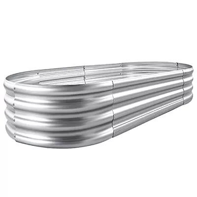 Galvanized Raised Garden Bed Kit Oval Large Metal Planter Boxes For Outdoor • $56.37