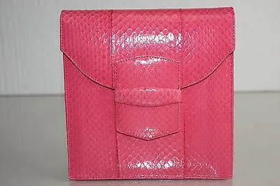 $1195 NEW OSCAR De La RENTA Square Grafton EXOTIC PYTHON Clutch Bag Pink  • $599.99