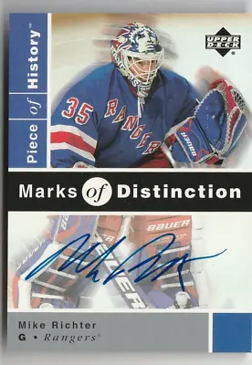 Mike Richter 2002 Upper Deck Marks Of Distinction Auto NY Rangers • $40