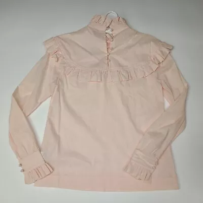 Alexa Chung Pink Ruffle Cotton Blouse Long Sleeve Size 8 UK 4E • $126.46