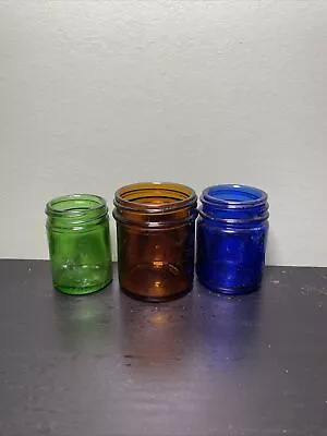 Vintage Jar Lot - Three Jars Three Colors - Vicks VapoRub Amber Glas Duraglas • $3
