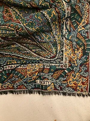 Liberty Of London Large All Wool Shawl Wrap Scarf Green/blue/red NEW • £89