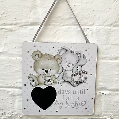 Baby Countdown Chalkboard Plaque Days Until I Am A Big Brother Born Wood Square  • £3.99