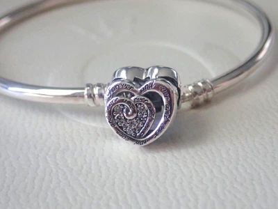 $40 • Buy Authentic PANDORA S/Silver ENTWINED INFINITE HEARTS CLASP BANGLE. M. #591064C01