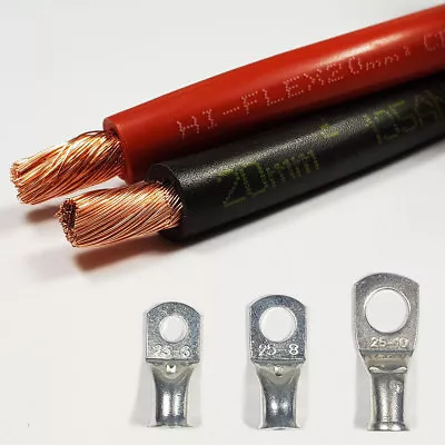 £32.34 • Buy 20mm 135 A Amps 20mm2 Flexible PVC Battery Welding Cable FREE LUG PER METRE