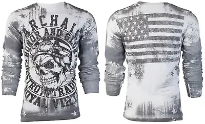 $25.95 • Buy ARCHAIC By AFFLICTION Men's Long Sleeve THERMAL Shirt DEATH RACER Biker GARY $58