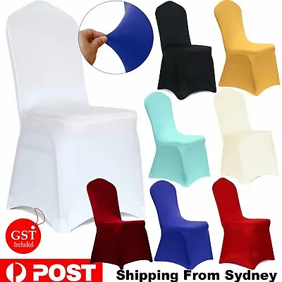 $7.59 • Buy 1-50x Chair Seat Covers Spandex Stretch Washable Banquet Dining Wedding Party