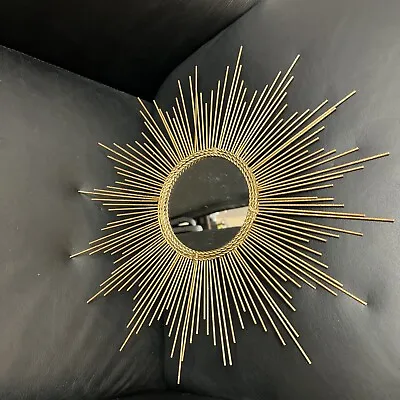 PIER 1 Gold Metal Sun Starburst Mirror Wall Art Atomic MCM Style Gold Tone 15.5  • $79