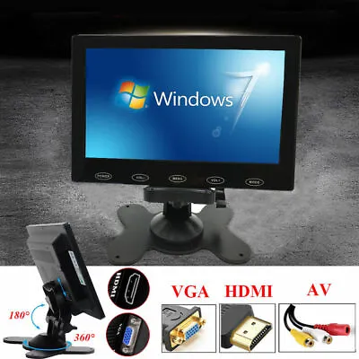 7  Monitor LCD Display Screen W/ AV VGA HDMI Input For Car Security PC Laptop-US • $44.39