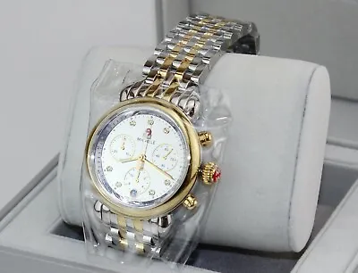 New Authentic Michele Csx 36 Silver Gold Mirror Chrono Mww03c000519 Womens Watch • $899.99