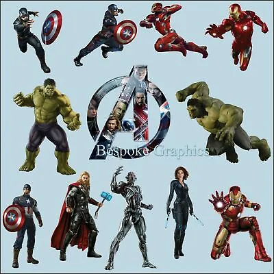 11 Marvel Avengers Photo Quality Full Colour Wall Stickers Iron Man Thor Hulk +  • £12.49