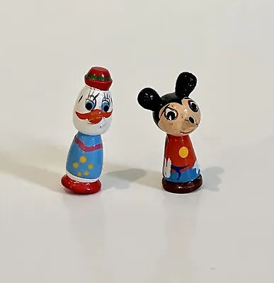 Vintage Mouse & Duck Wooden Figurines 1 1/8  Hand Painted Taiwan Rare • $2.25