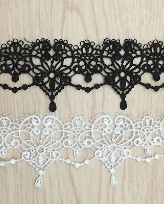 £2.99 • Buy Gothic Hearts Art Deco Fine Embroidered LACE TRIM Sewing Ribbon Craft Dress C2