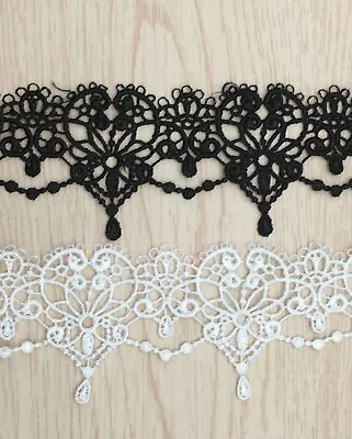 £2.99 • Buy Gothic Hearts Art Deco Fine Embroidered LACE TRIM Sewing Ribbon Craft Dress C2