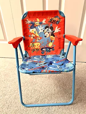 Vintage Mickey Mouse Clubhouse Folding Kids Chair Metal Frame Nylon Seat ~Great! • £18.33