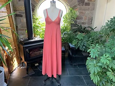 Vintage 1970s Coral Nylon Lace Applique Nightgown Mr Jac Jr • $43