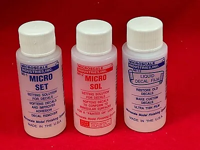 Microscale Industries MI1 MI2 MI12 MICRO SET +SOL + DECAL FILM Setting Solution • $18.95