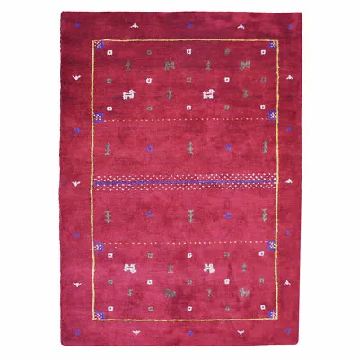 $169.90 • Buy Hand Knotted Gabbeh Silk Mix Area Rug Contemporary Red BBH Homes BBLSM502