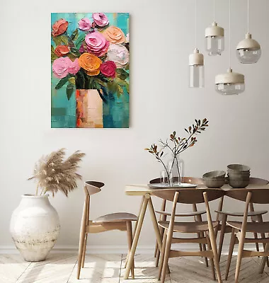 Romantic Vase Flowers Wall Art Print Framed Canvas Picture Room Decor • £24.99