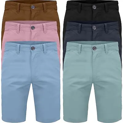 Mens Slim Fit Stretch Cotton Chino Shorts Summer Casual Spandex Half Pants 30-42 • £11.99