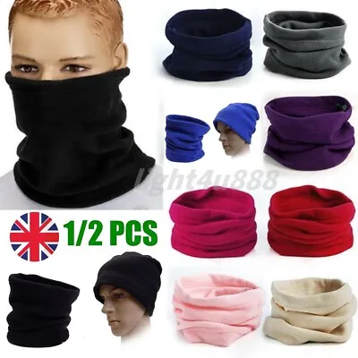 2× Thermal Fleece Snood Neck Warmer Winter Scarf Hat Warm Men Women Chidren Polo • £3.08