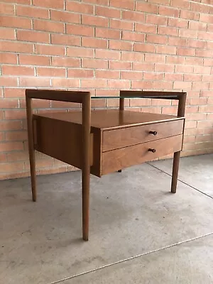 Vintage Mid Century Drexel Parallel Side End Table Nightstand Floating Glass MCM • $988