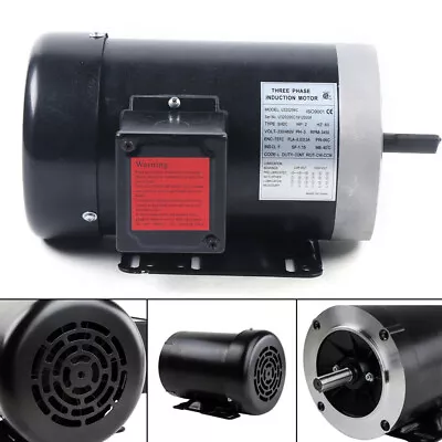 Three Phase Electric Motor Two HP 3450RPM 56C Frame TEFC 208-230/460 Volt For AC • $188.10