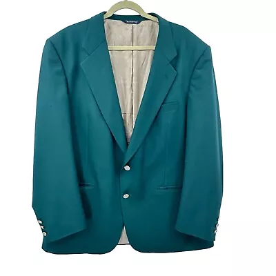 Vintage Burberrys Men’s Blazer Sz 46 Green Super 100s Wool Gold Buttons Jacket • $38
