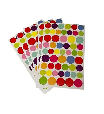 5 Sheets Coloured Dot Stickers Round Sticky Dots Adhesive Circles Labels ASVE • £2.99