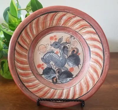 Vintage Mexican Pottery Tonala Folk Art Decorative Plate Deer • $24