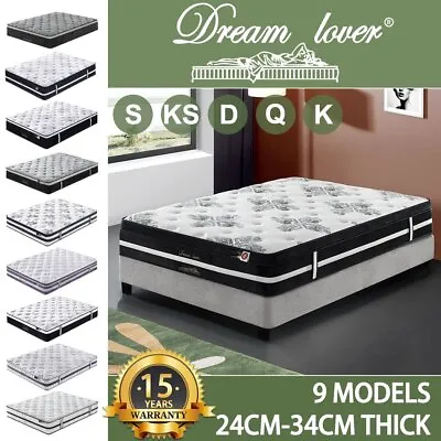 $169 • Buy Mattress Queen Double King Single Bed Memory Foam Pocket Spring Euro TOP