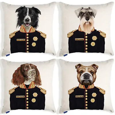 £12.95 • Buy Personalised Dog Portrait Cushion Cover Uniform Military Birthday Christmas Gift