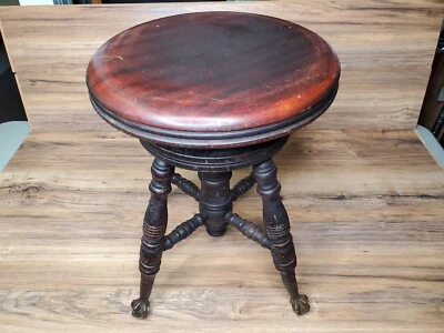 $77 • Buy Antique The Chas Parker Co Of Meridan Adjustable Glass Ball Claw Piano Chair