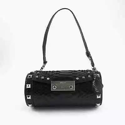Versace Black Leather Barrel Bag Stud Embellishments • $279.75