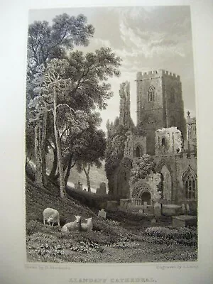£8.99 • Buy 1830 Antique Print Of Llandaff Cathedral, Glamorganshire - Gastineau
