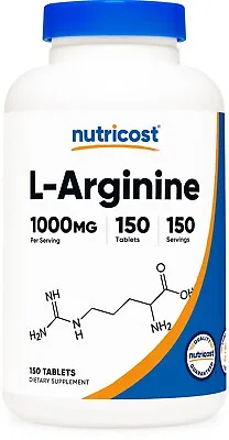Nutricost L-Arginine 1000mg Amino Acid Tablets (150 Tablets) • $15.98