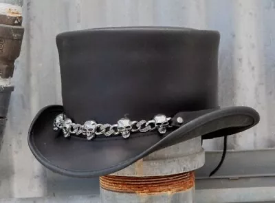 Black Leather Top Hat Steampunk Deadman El Dorado Top Hat Hat Leather Top Hat • $79.99