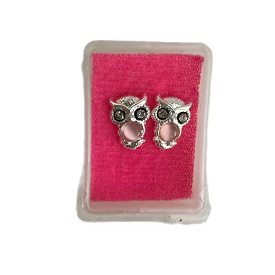 Sterling Silver 925 Owl Earrings CZ Studs Earrings Animal Box • $17.59