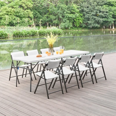 $75.98 • Buy 8 Foot Folding Resin Table, White Granite, Indoor/Outdoor