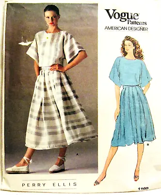1980's Vntg Vogue Pattern 1160 Designer Perry Ellis Blouse & Flare Skirt Size 8 • $9.99