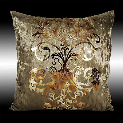 $12.49 • Buy Luxury Shiny Bronze Gold Damask Deco Velvet Cushion Cover Throw Pillow Case 17 