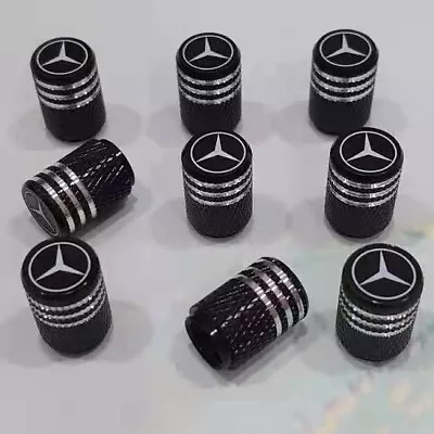 4x Mercedes Silver Black Tire Air Valve Stem Cap Fits Most Cars Wagons & SUVs • $8.88