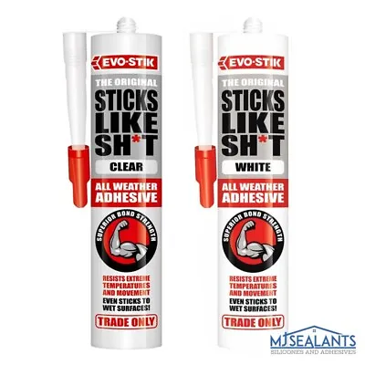 £8.59 • Buy Evo-Stik Sticks Like Sh*t All Weather Adhesive Sealant White Or Clear 290ml