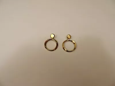 Vintage Monet Signed Large Shiny Hoop Goldtone Pierced Dangling Earrings 1980's • $16.95