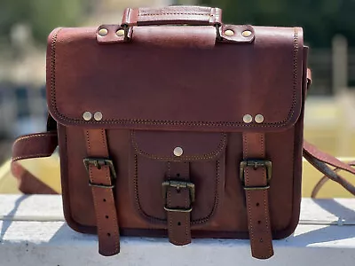 Men's 11  New Vintage Leather Satchel Messenger Man Handbag Laptop Briefcase Bag • $42.30