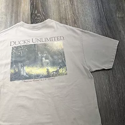 Vintage Ducks Unlimited Shirt Mens XL Beige Deer Hunting Big Buck Wildlife Tee • $22.46