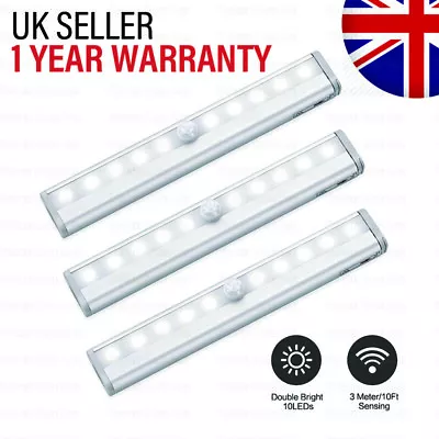 £5.99 • Buy Wireless Battery Powered PIR Motion Sensor Wall Wardrob 10 LED Night Light Lamp