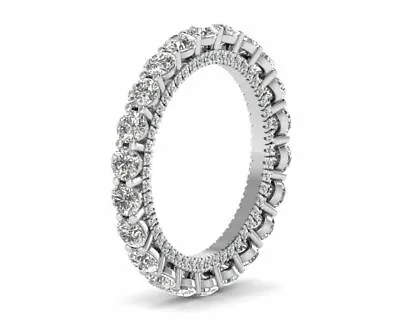 3MM Claw Set Round Brilliant Cut Diamonds Full Eternity Ring In 9K White Gold • £3702.40